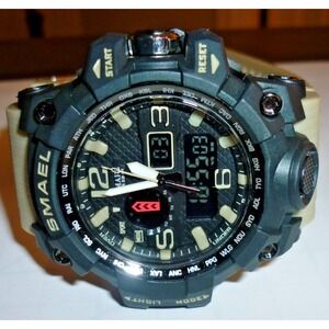 SMAEL Men Sport Watch Military Wristwatch LED Light Big Dial